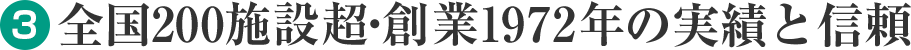 （3）全国200施設・創業1972年の実績と信頼